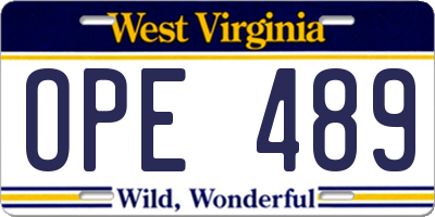 WV license plate OPE489