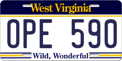 WV license plate OPE590