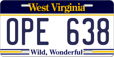 WV license plate OPE638