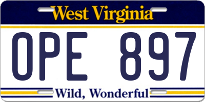 WV license plate OPE897