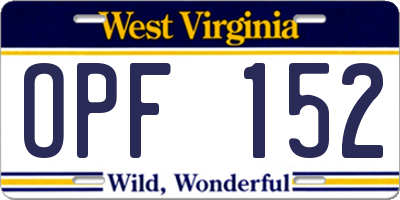 WV license plate OPF152