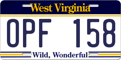 WV license plate OPF158
