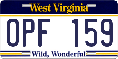 WV license plate OPF159
