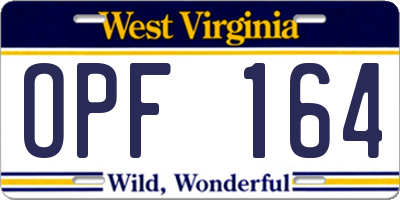 WV license plate OPF164