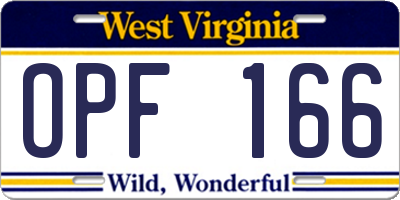 WV license plate OPF166