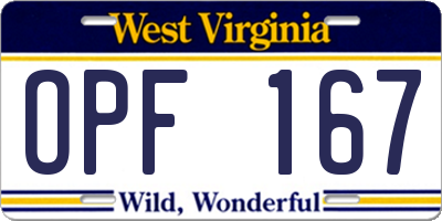 WV license plate OPF167