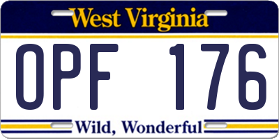 WV license plate OPF176