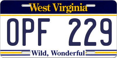 WV license plate OPF229