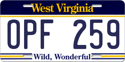 WV license plate OPF259