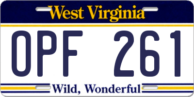 WV license plate OPF261