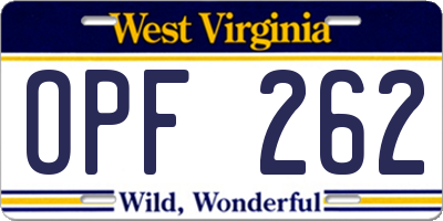 WV license plate OPF262