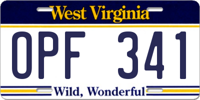 WV license plate OPF341