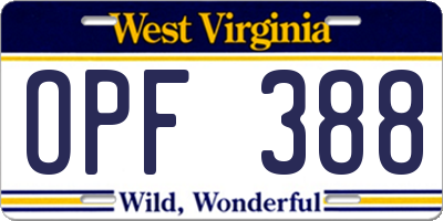 WV license plate OPF388