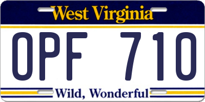 WV license plate OPF710