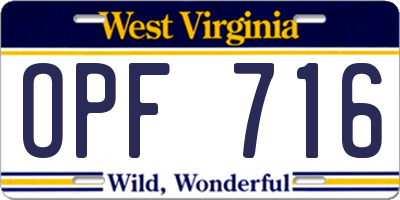 WV license plate OPF716