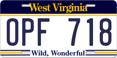 WV license plate OPF718