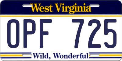 WV license plate OPF725