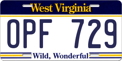 WV license plate OPF729