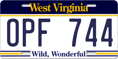 WV license plate OPF744
