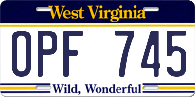 WV license plate OPF745