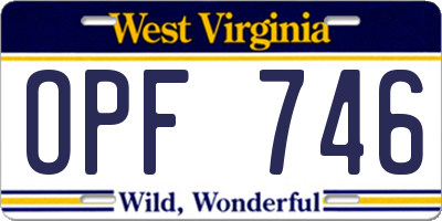WV license plate OPF746