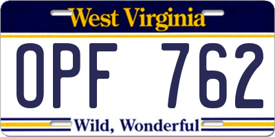 WV license plate OPF762