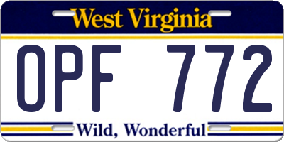 WV license plate OPF772