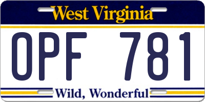 WV license plate OPF781