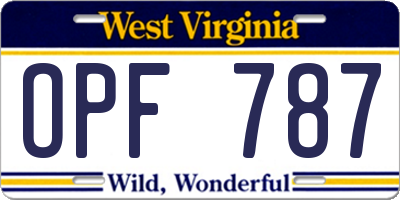 WV license plate OPF787
