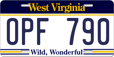 WV license plate OPF790