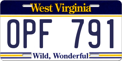 WV license plate OPF791
