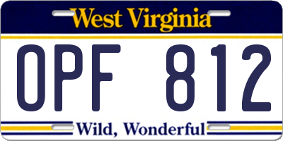 WV license plate OPF812