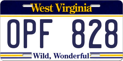 WV license plate OPF828