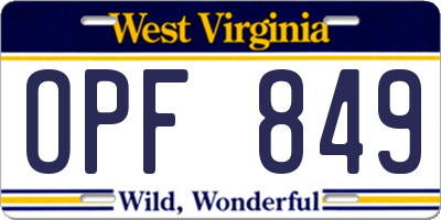 WV license plate OPF849