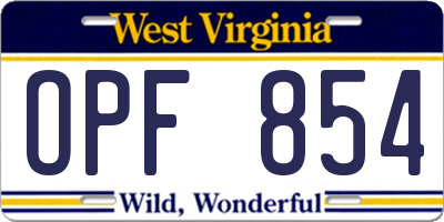 WV license plate OPF854