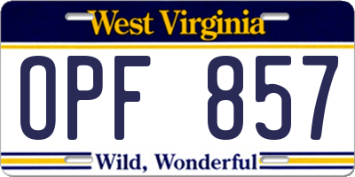 WV license plate OPF857