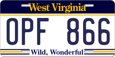 WV license plate OPF866