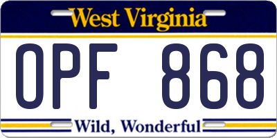 WV license plate OPF868