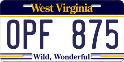 WV license plate OPF875
