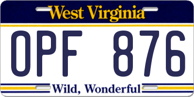 WV license plate OPF876