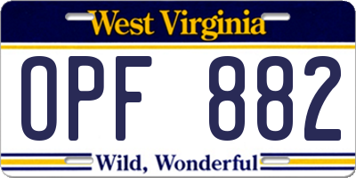WV license plate OPF882