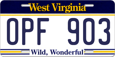 WV license plate OPF903