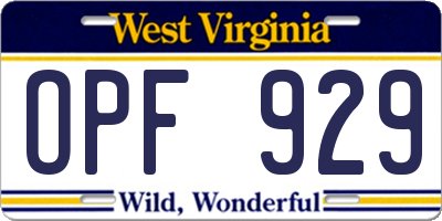 WV license plate OPF929