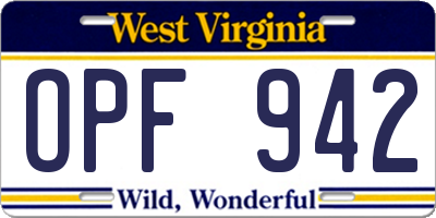 WV license plate OPF942