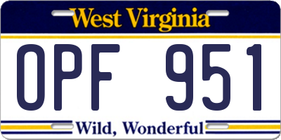 WV license plate OPF951