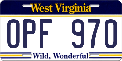 WV license plate OPF970