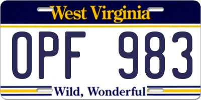 WV license plate OPF983