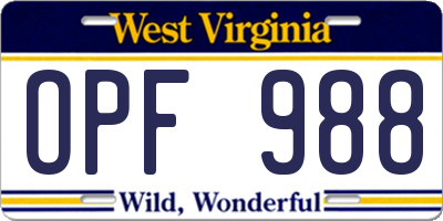 WV license plate OPF988