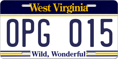 WV license plate OPG015