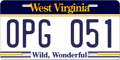 WV license plate OPG051
